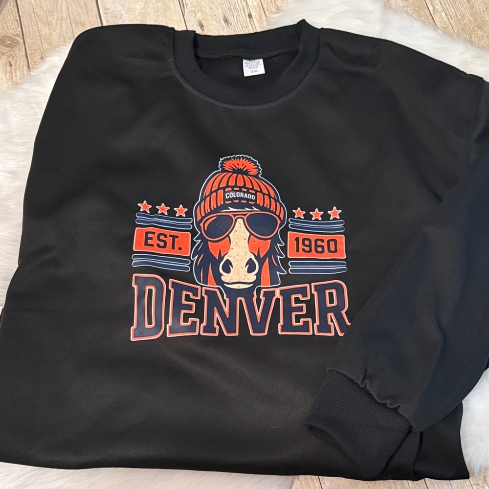 Denver Broncos Est. 1960 Black Graphic Nylon Feel Pullover - Picture 2 of 4